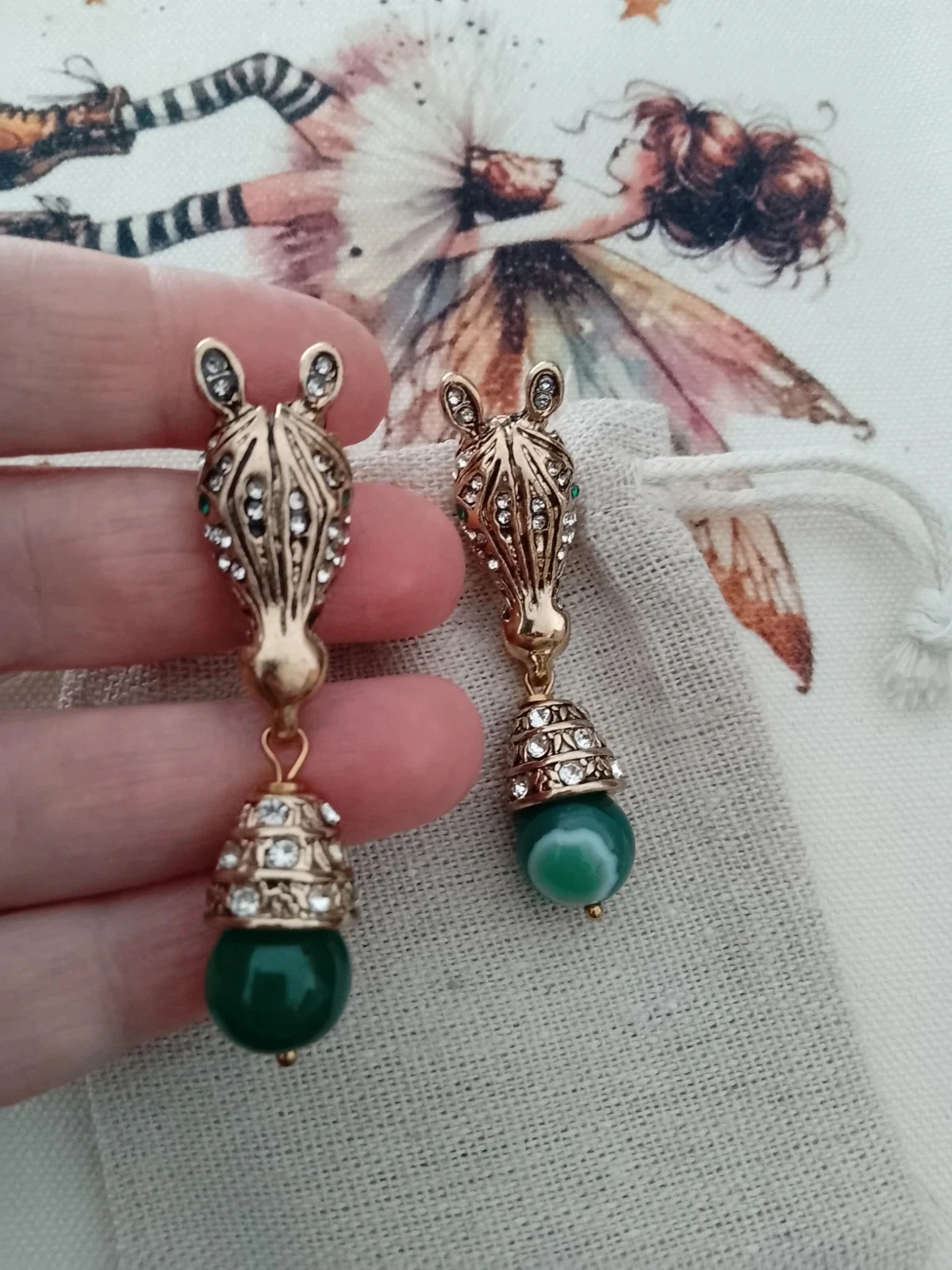 Pendientes de piedras de ágata verde natural – photo 3